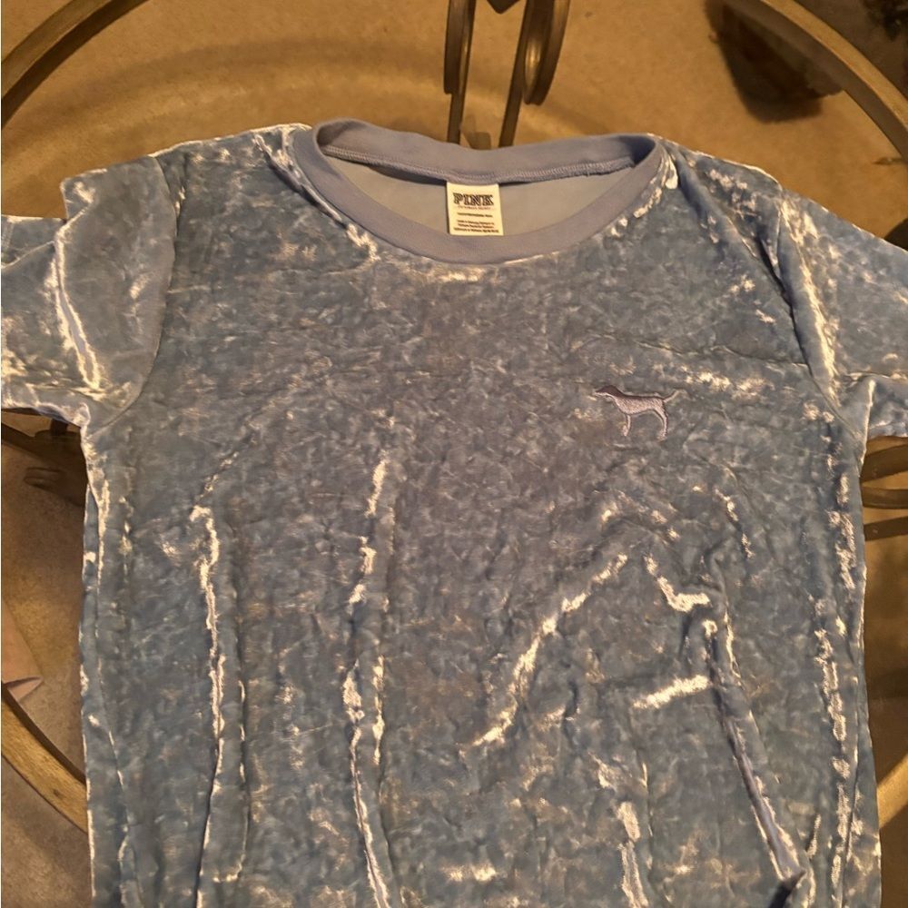 PINK Victoria's Secret Light Blue Velvet Top